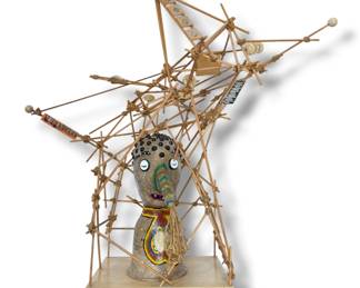 TOM OLESKER (American, Contemporary) Folk Art Wood Sculpture, "Calcutta"