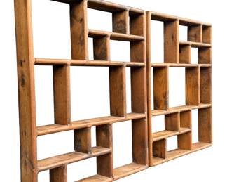 Mid Century Oak Shelves, Set of Two