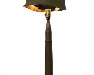 WWII Trench Art Helmet and Bullet Lamp