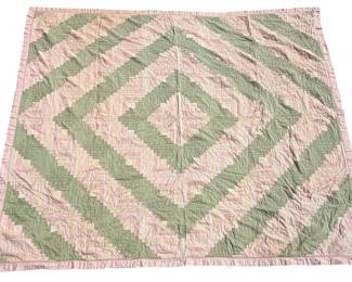 Vintage Log Cabin Pattern Quilt 