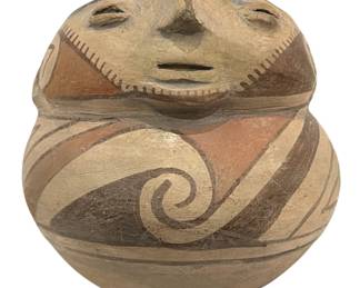 Casas Grandes Effigy Human Face Polychrome Pottery Vessel