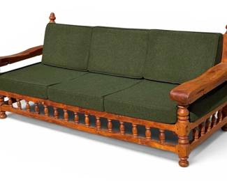 Brutalist Scandinavian Carved Pine Sofa 
