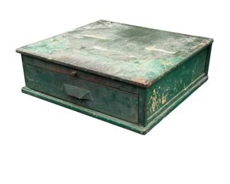 Green Painted Antique Cash Box 