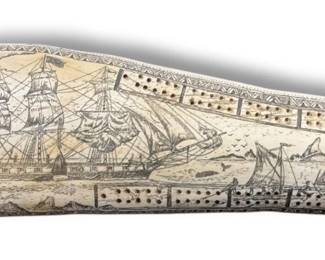 Carved Bone Cribbage Board, 1840