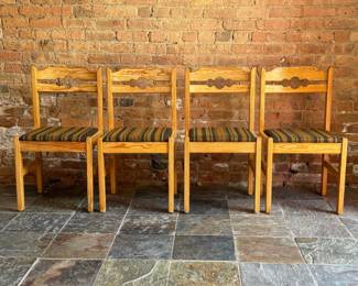 Set of 4 Swedish Pine Dining Chairs 