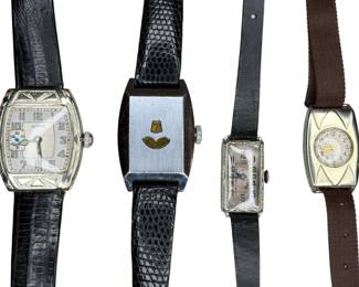 Four Art Deco Watches, ELGIN, ILLINOIS, BULOVA