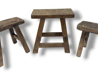 Three Primitive Milking Stools