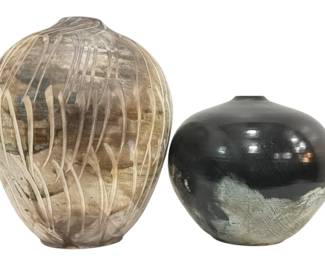 Two Ed Gray [Jikiwe] (Ojibwe, 20th C.) Earthenware Vases