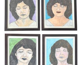 Four PAUL HUMPHREY (Vermont, b. 1931-1999) "Sleeping Beauties" Mixed Media Portraits