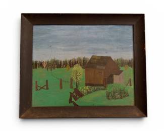 Folk Art Barn Acrylic Painting