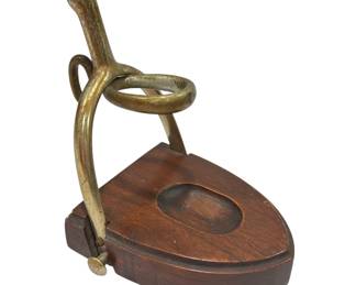 CARL AUBOCK II (Austrian, 1900-1957) Brass and Wood Pipe Rest