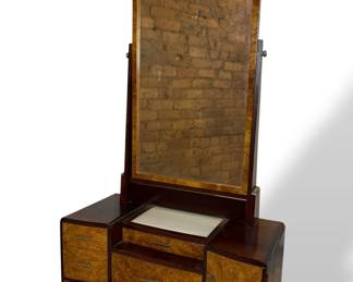 Japanese Art Deco Kyodai Vanity Mirror, Geisha 