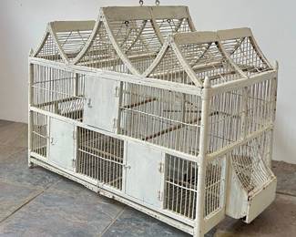 Large Painted White Victorian Bird Cage