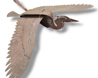 Very Large Cast Iron Flying Heron Garden Sculpture