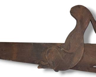 Folk Art Carved Wood Rabbit Weathervane Top