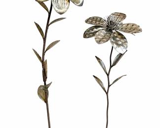 Two Large Gothic Metalwork Flower Garden Sculptures 