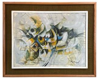 Abstract Mid Century Oil Painting 