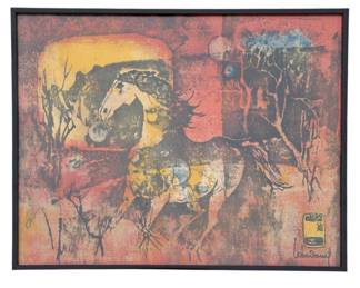 HOI LEBADANG (Vietnam, 1921-2015) Wild Horse Lithograph