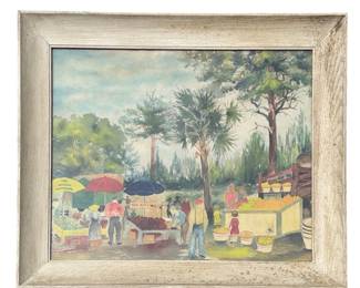 Folk Art Fruit Stand Watercolor Painting, MARY HOLMAN