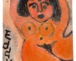 EDDY MUMMA (American, 1908-1986) Folk Art Nude Painting 