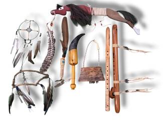 Collection of Native American Instruments and Dance Articles