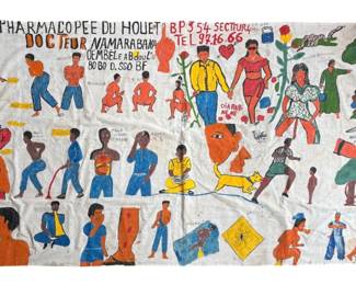 African Hand Painted Doctor's Sign, Ailment Chart
