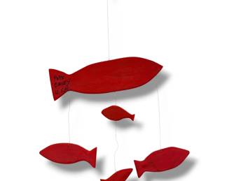 POPS CASEY (American, 20th C.) Folk Art Fish Mobile "School of Red Herrings"