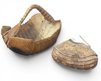 Two Armadillo Shell Taxidermy Baskets, Oddity