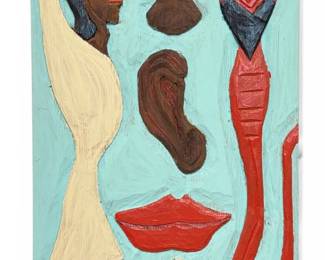 LEROY ALMON (American, 1938-1997) Folk Art Painted Wood Relief