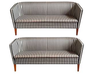 Two Striped Low Back Settees in The Manner of Joseph Hoffmann