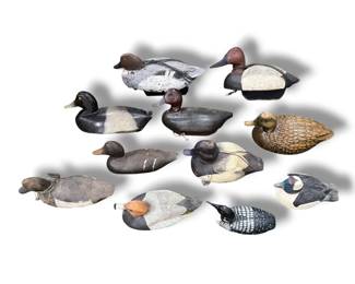 Collection of Vintage Duck Decoys, Cork & Wood