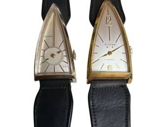 Two 1960's HILTON 17 Jewel Triangle Case Watches