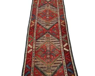 Vintage Geometric Pattern Kilim Runner Rug 