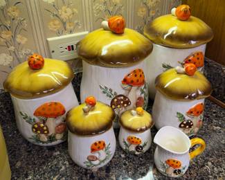 1970's Vintage mushroom canister set pitcher not available