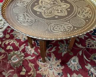 30” Moroccan brass etched tea table