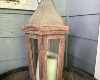 064 rusticwoodenandmetalcandlelanternw