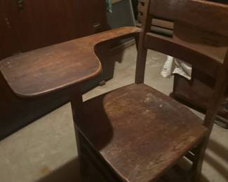 Vintage Oak School Desk Chair with Writing Table second image
