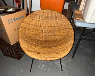 MidCentury Wicker and Iron Hoop Chair second image
