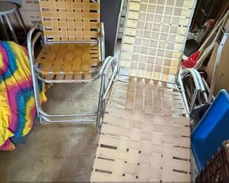 Vintage Aluminum Webbed Folding Lounge Chairs second image