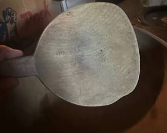 Antique Wooden Dough Bowl and Scoop Set second image