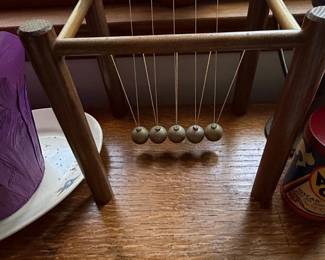 Vintage Wooden Newtons Cradle