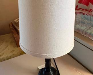 Beige Fabric Drum Lamp Shade with Black Base