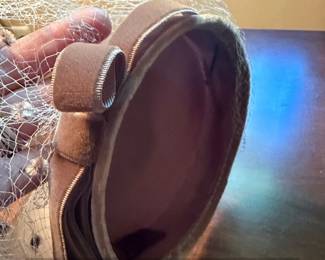 Vintage Brown Felt Pillbox Hat with Dotted Veil and Velvet Bow second image