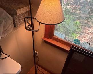 Wrought Iron Floor Lamp with Adjustable Arm and Flame Tip