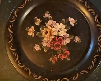 Vintage Hand Painted Floral Toleware Tray