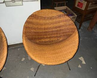 MidCentury Wicker and Iron Hoop Chair