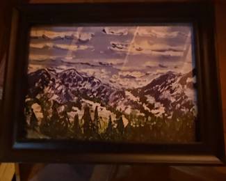 Framed Mountain Landscape Painting