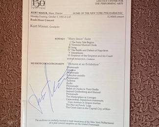 New York Philharmonic Program  Kurt Masur, October ,