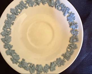 Wedgwood Queens Ware Saucer with Blue Grapevine Relief