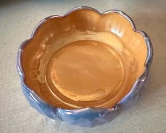 Vintage HandPainted Lusterware Scalloped Bowl